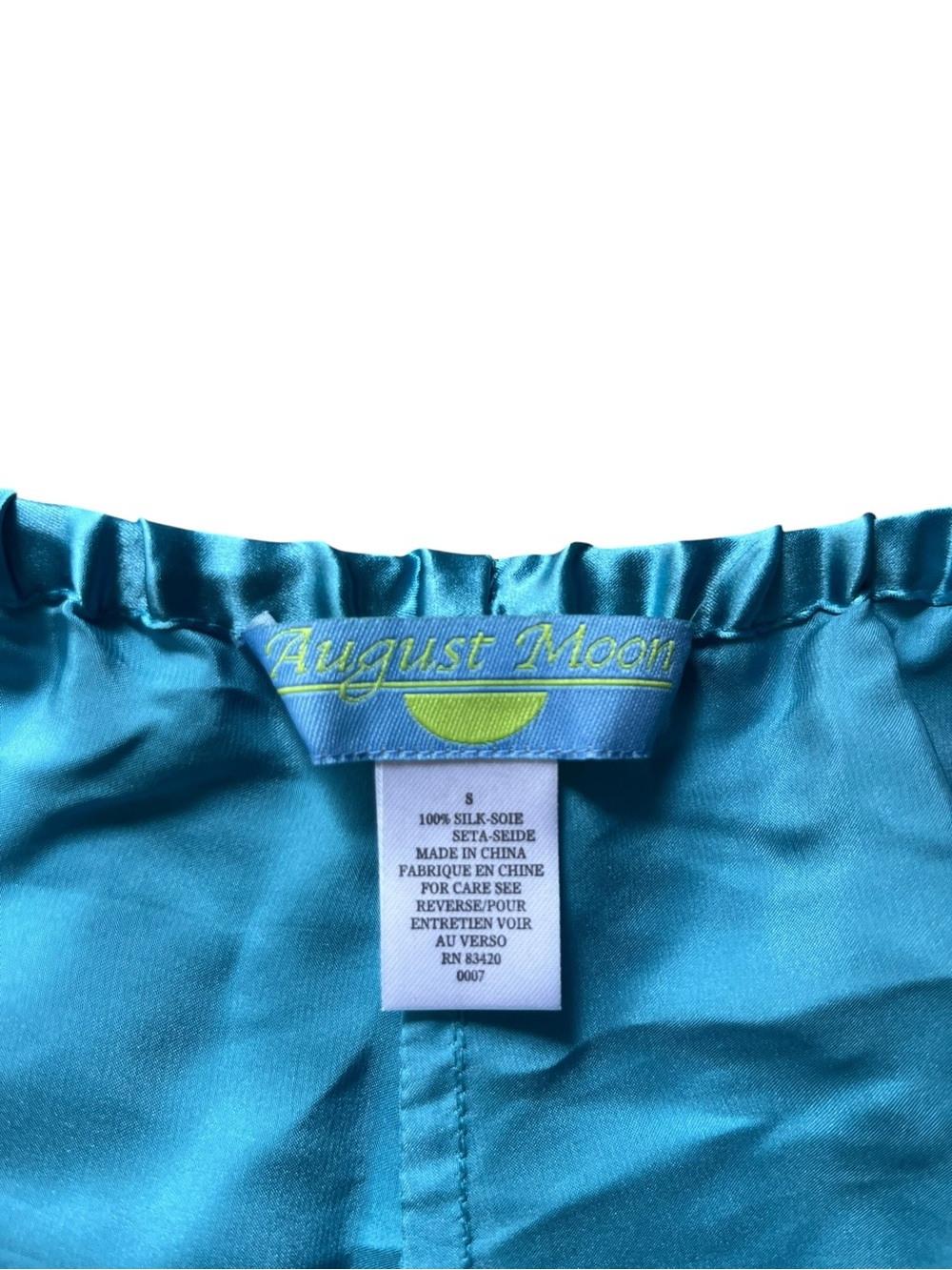 100% Silk AugustMoon Teal Wide-Leg Cargo Pants - Picture 2 of 7
